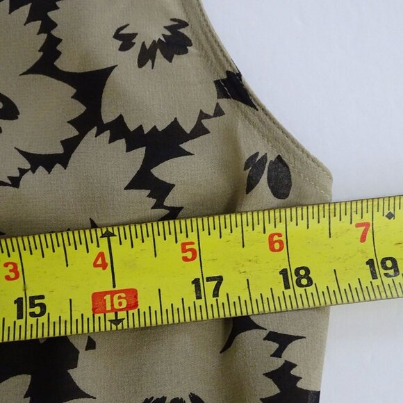 Vintage Panache Floral Black Tan Silk Wrap Top and Pocket Square Women Size 8 - Picture 9 of 13